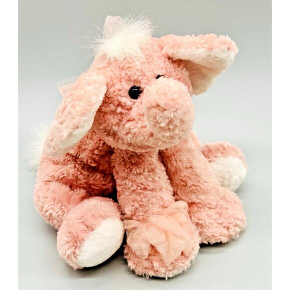 Gund Effie Elephant Pink Plush Stuffed Animal 8 inch 31017 Bow On Foot and Neck - Picture 1 of 10